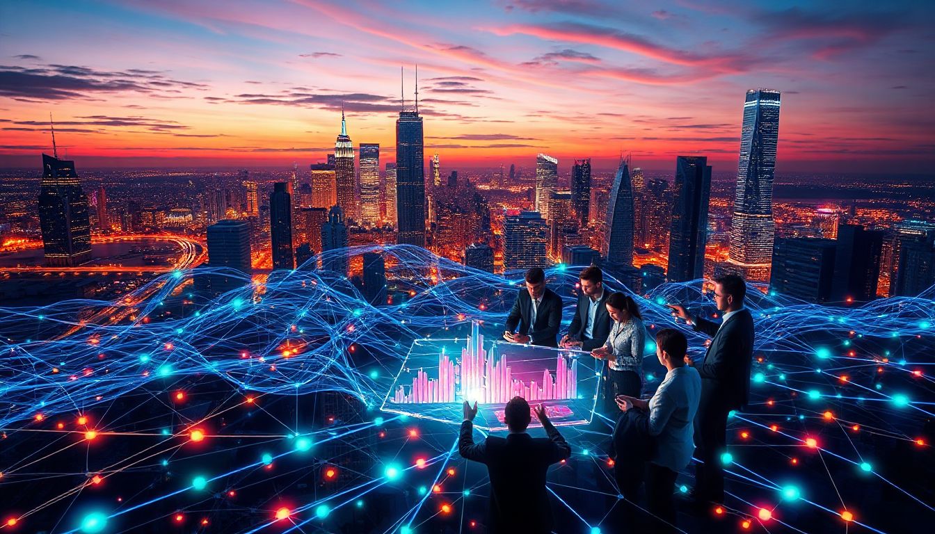 A bustling digital network linking global businesses to eager customers