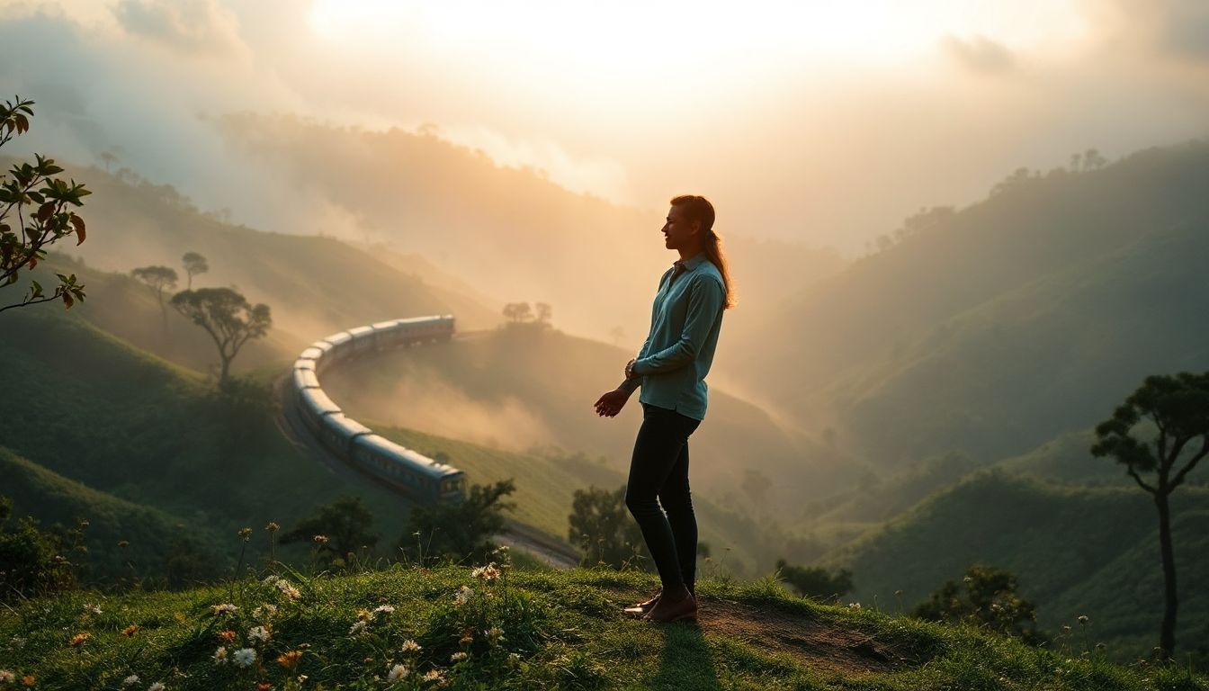 A misty hilltop view in Ooty, where couples can share a quiet moment amid rolling tea gardens and distant peaks.
