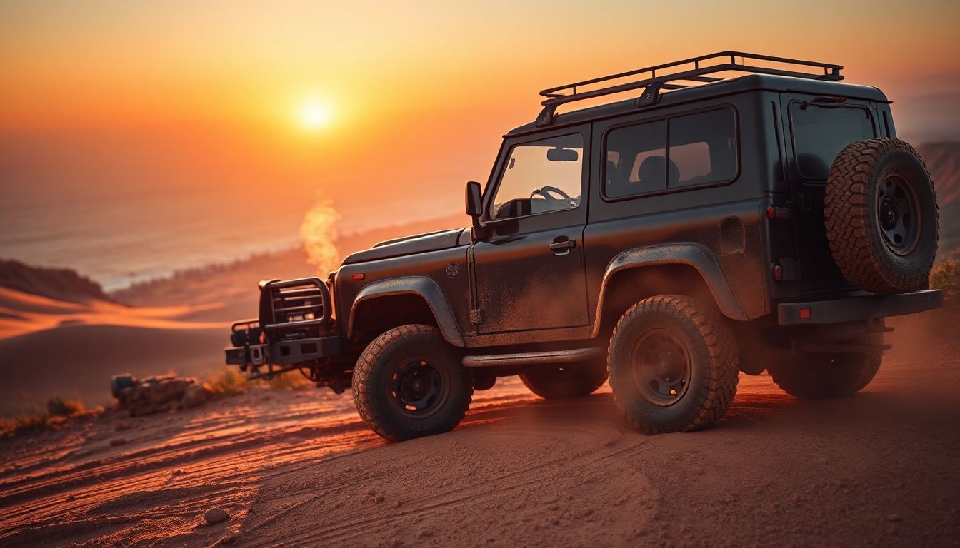 Un 4x4 puissant traverse les dunes près de Casablanca, prêt pour l'aventure off-road