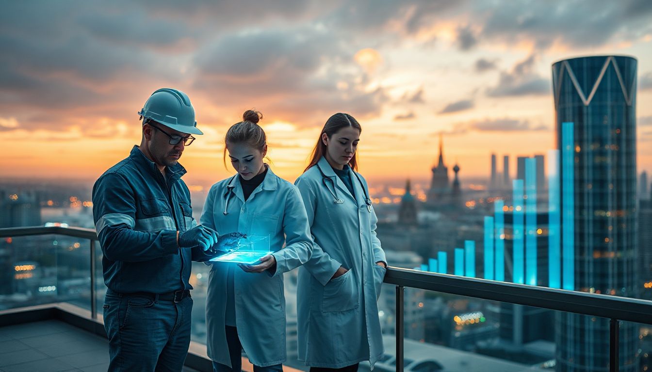 Skilled workers in a modern Russian office, eyeing fresh career paths for 2025