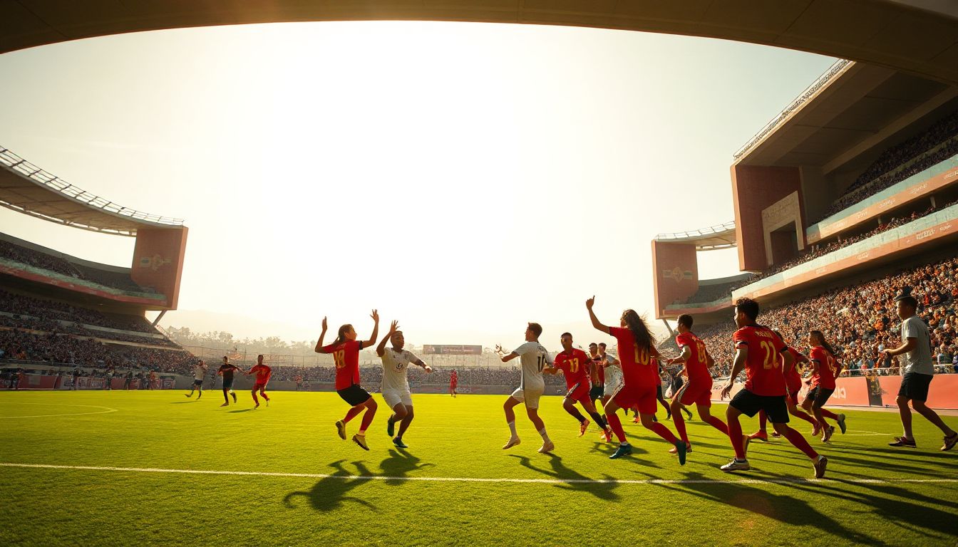 Stade illuminé au Maroc, symbole de l'accueil de la Coupe du Monde U20