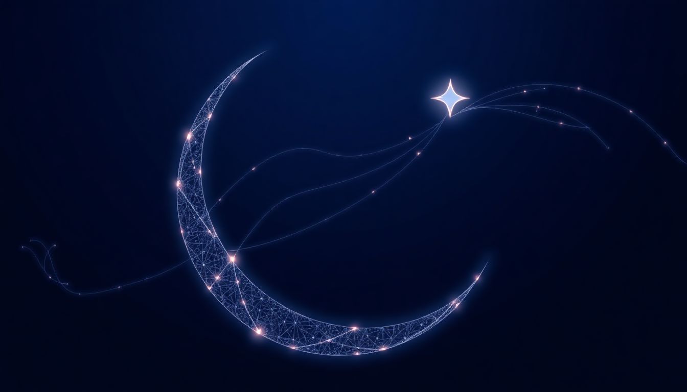 Innovative skylines and tech symbols representing progress in Muslim countries