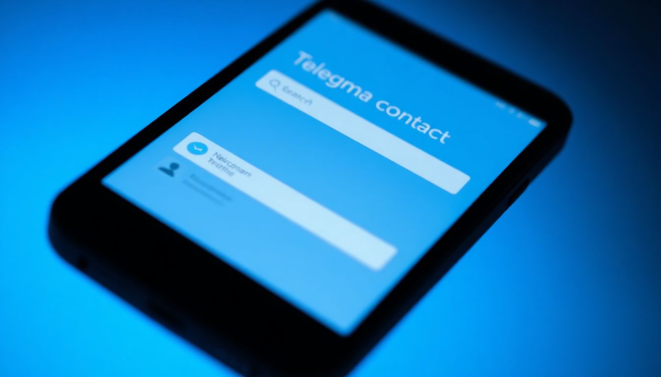 Illustration of a smartphone screen displaying the Telegram app with a contact addition prompt