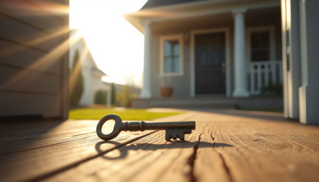 Excited first home buyers unlocking the door to their new home