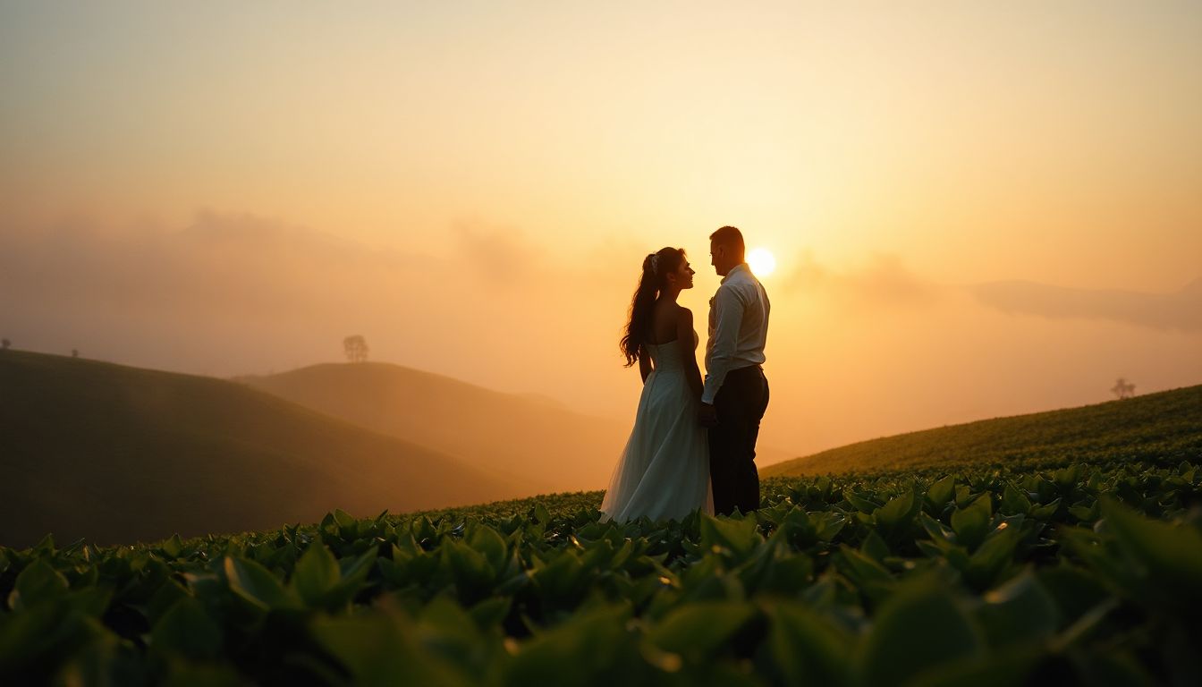 Mist-shrouded Nilgiri hills at dawn, inviting couples to a romantic Ooty honeymoon