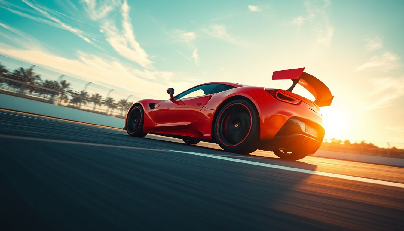 A novice driver straps into their sports car at the starting grid, helmet on and engine revving, ready for the thrill of the first track day.