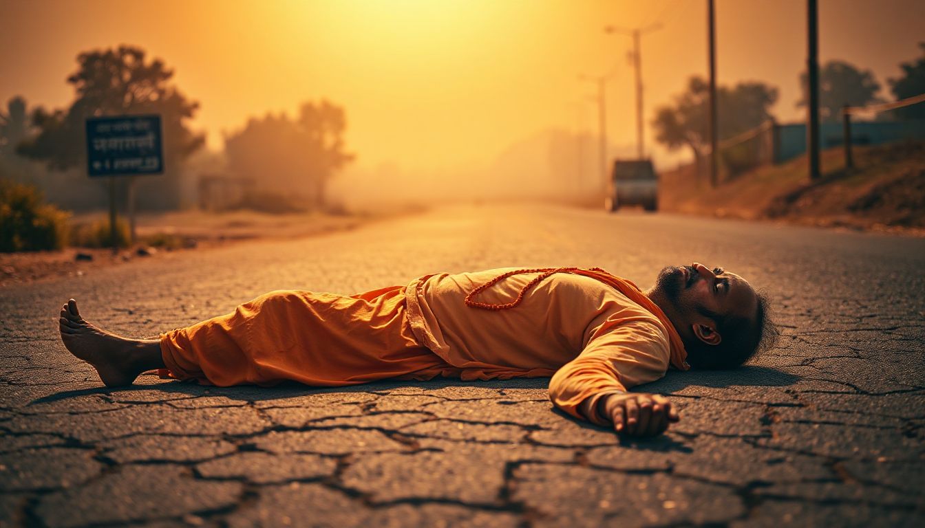 Dhirendra Shastri lying on the road during his Haryana visit amid health scare and controversy