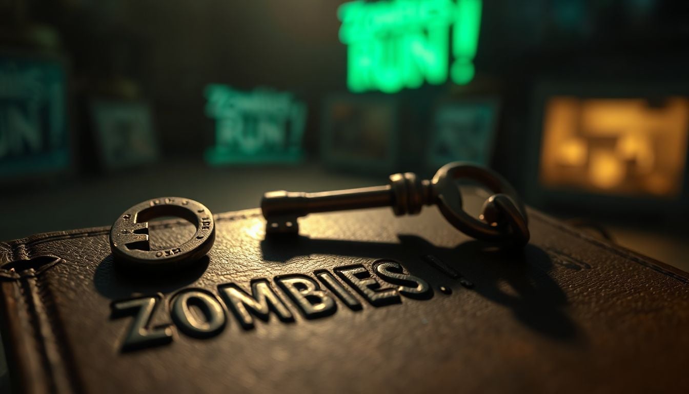 Naomi Alderman stands tall, holding a smartphone displaying the Zombies, Run! app, symbolizing her hard-won victory in reclaiming creative control.