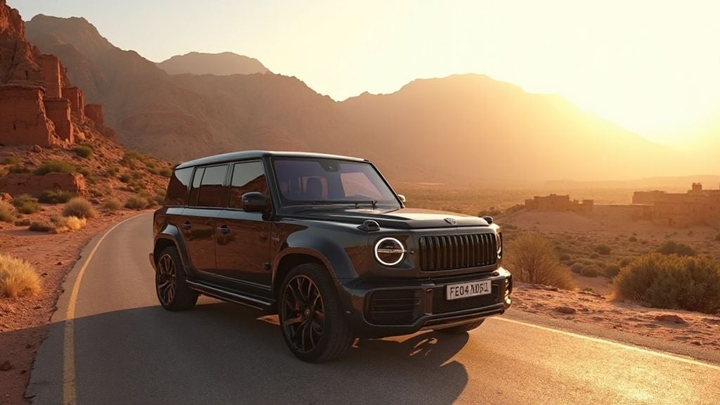 Un 4x4 de luxe sur les routes sinueuses de l'Atlas au Maroc