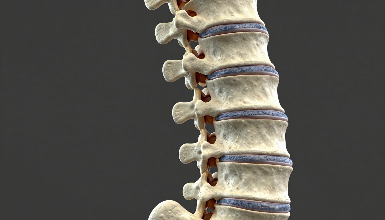 Normal spinal curvature showcasing the natural S-shape from a side view