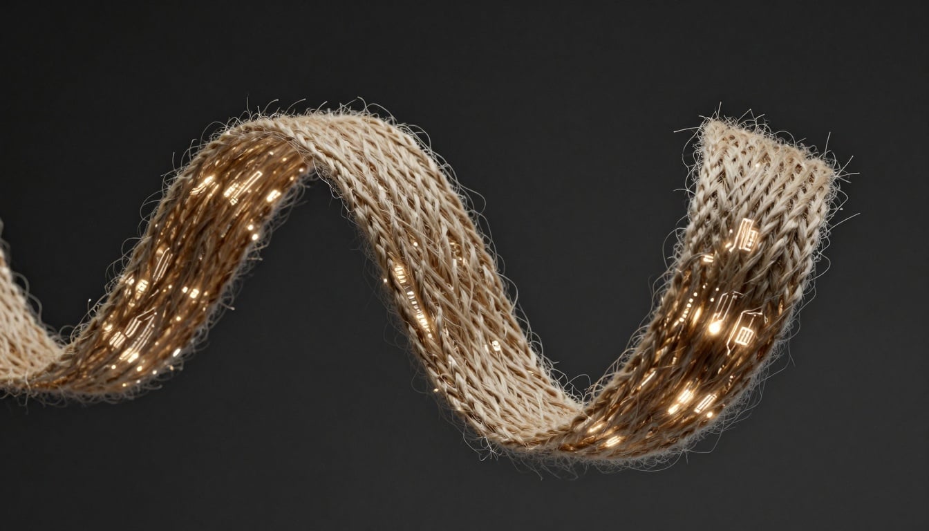 A visual map showing the journey of a cotton thread from farm fields to a finished shirt, highlighting transparent steps and green icons for sustainability