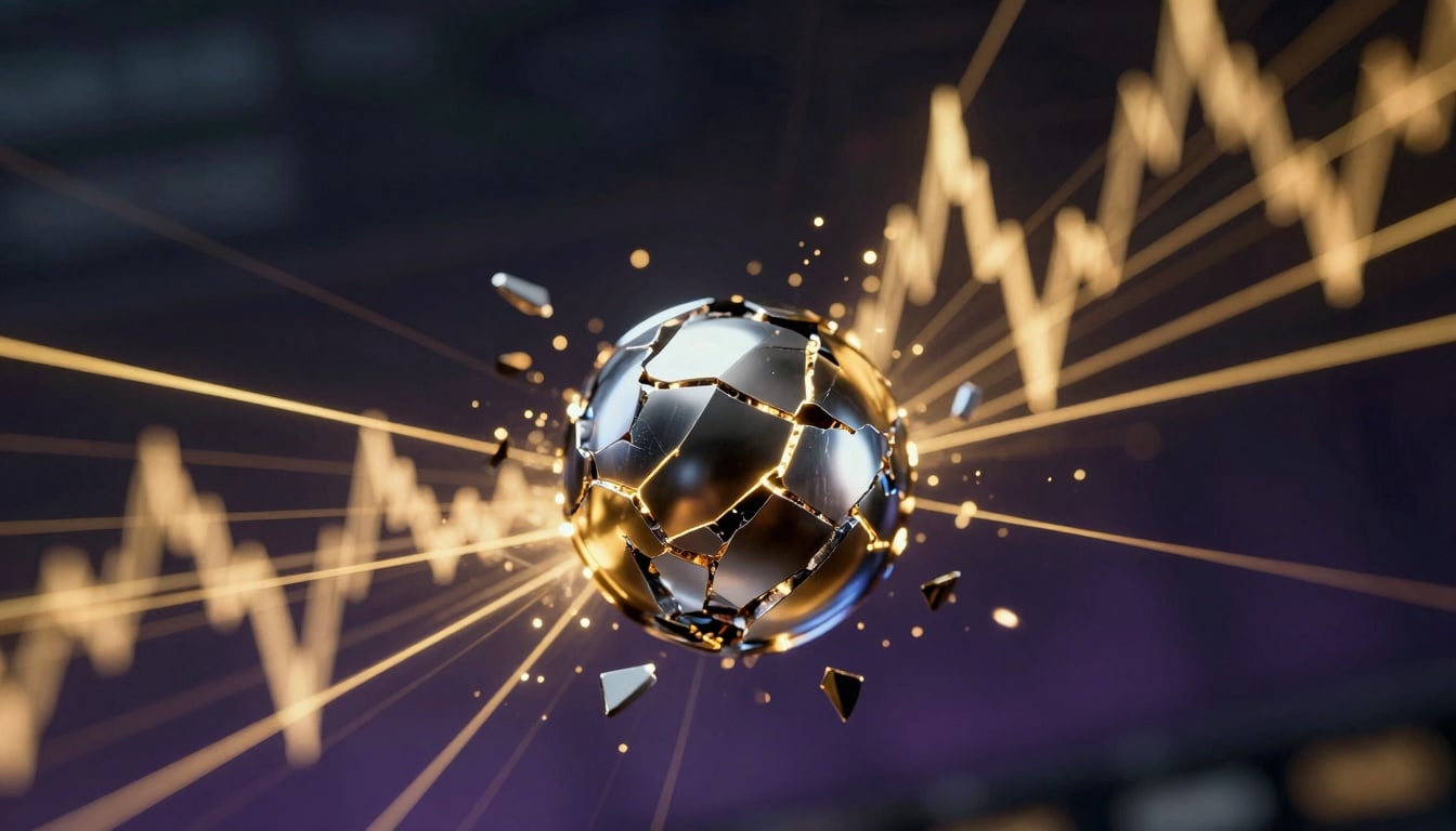 Stock market chart showing rising volatility lines before a news announcement