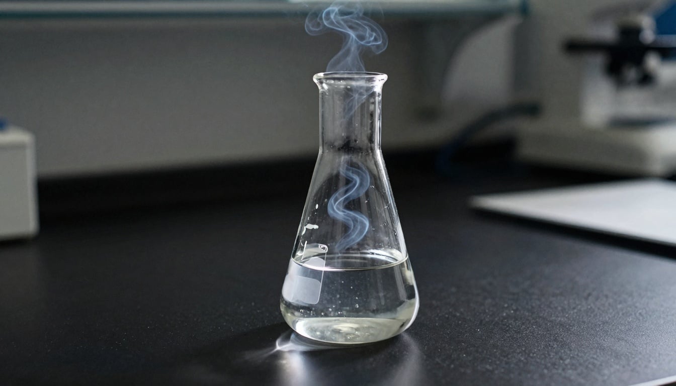 A clear view of a lab setup showing gas collection during ammonia synthesis