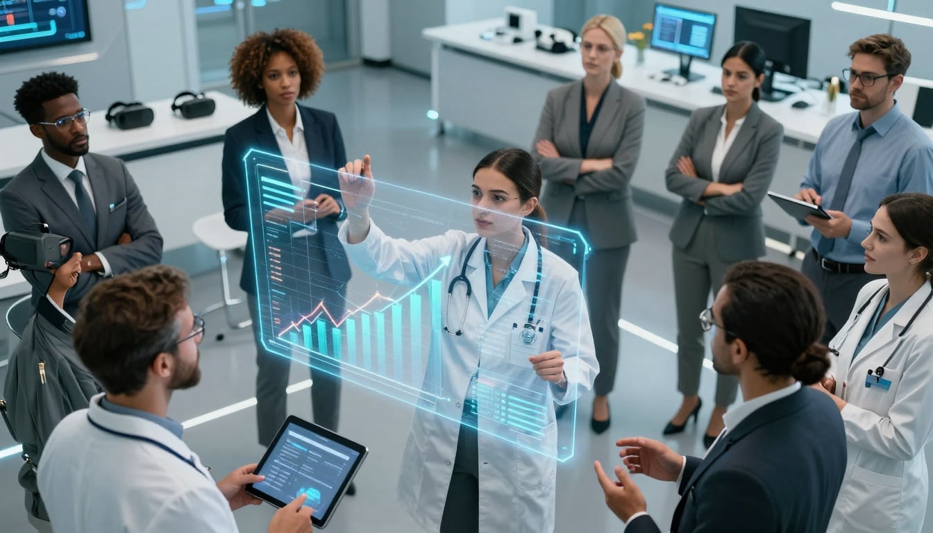 Pharma sales reps engaging in a dynamic training session to boost their field performance