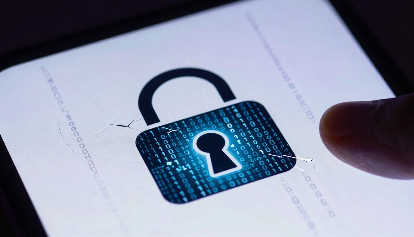 Smartphones conectados em rede, representando riscos cibernéticos em dispositivos móveis