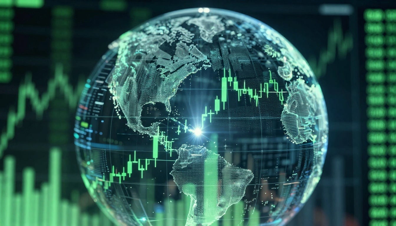 A sharp-eyed analyst pores over glowing crypto charts in a modern office, spotting trends amid market chaos.