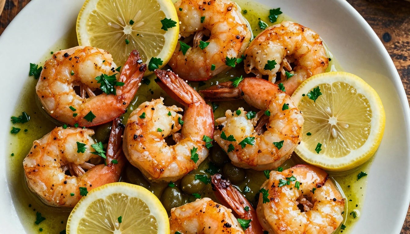 Sizzling shrimp piccata with bright lemon sauce and capers