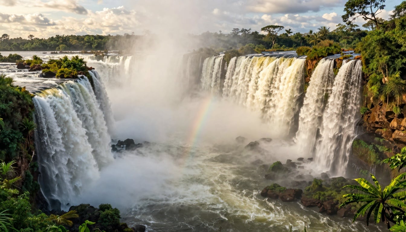 As imponentes Cataratas do Iguaçu vistas do lado brasileiro, um espetáculo que atrai visitantes do mundo todo.