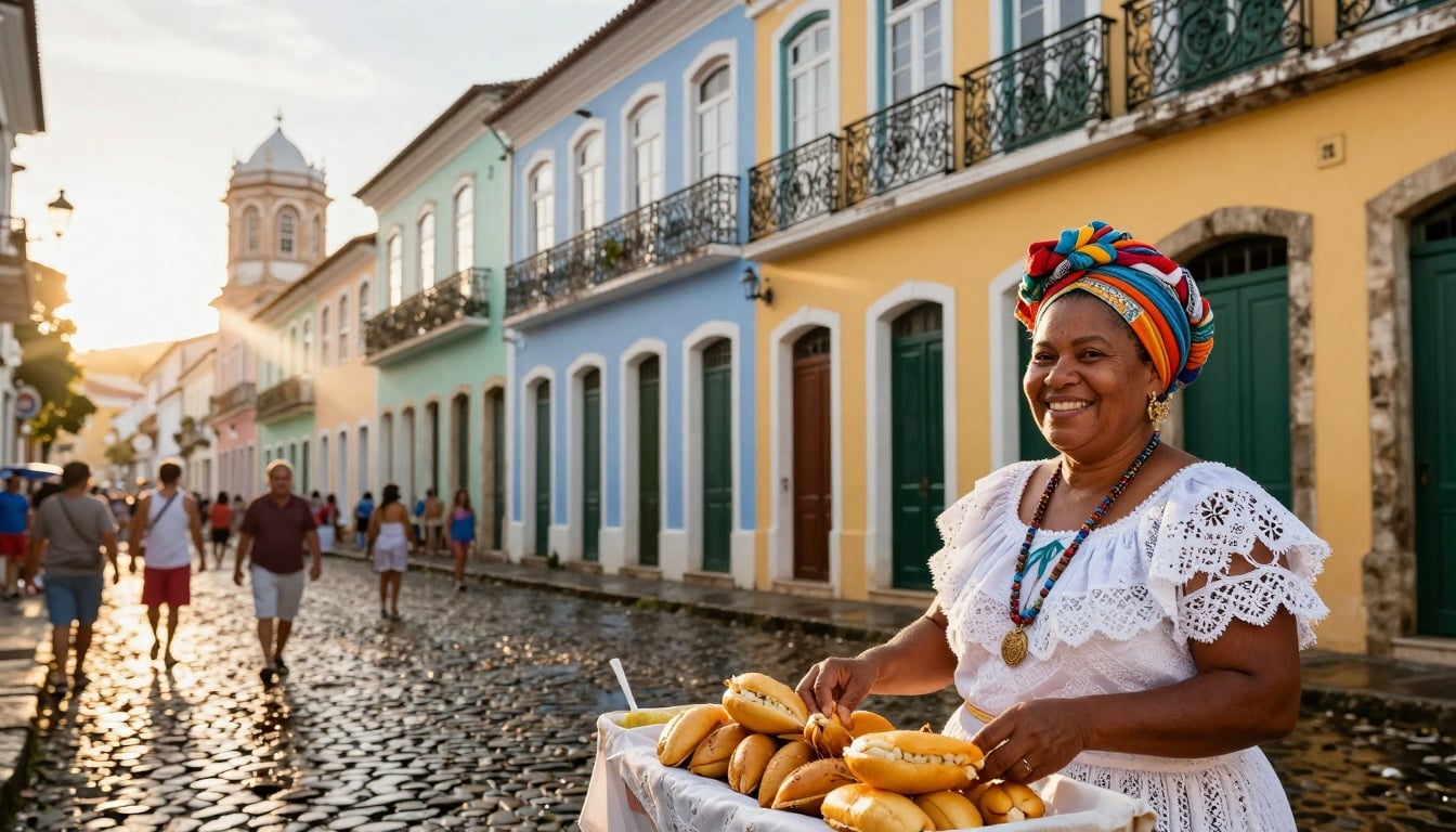 As ruas vibrantes do Pelourinho em Salvador, cheias de cores e história que convidam a uma aventura inesquecível.