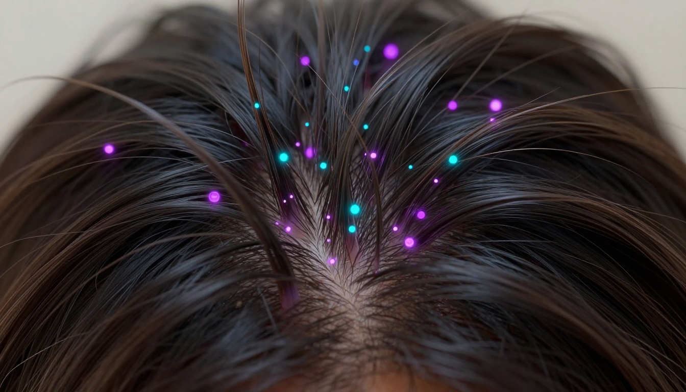 Vibrant strands of healthy hair glowing under sunlight, highlighting the role of Vitamin B12 in growth