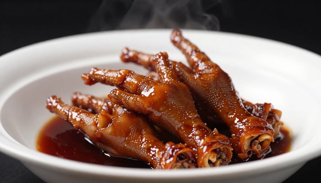 Crispy homemade chicken feet glistening with a savory glaze, ready for your next meal