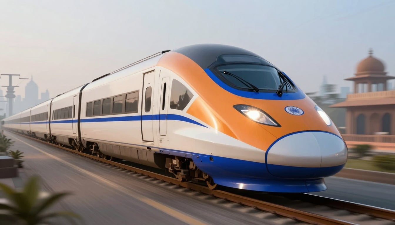The sleek exterior of India's first Vande Bharat Sleeper Train, ready to redefine overnight rail journeys
