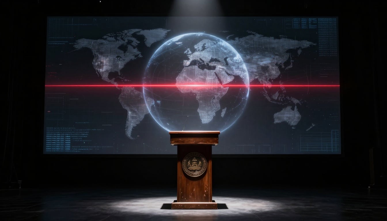 Trump's intense gaze as he issues a dire climate warning on camera