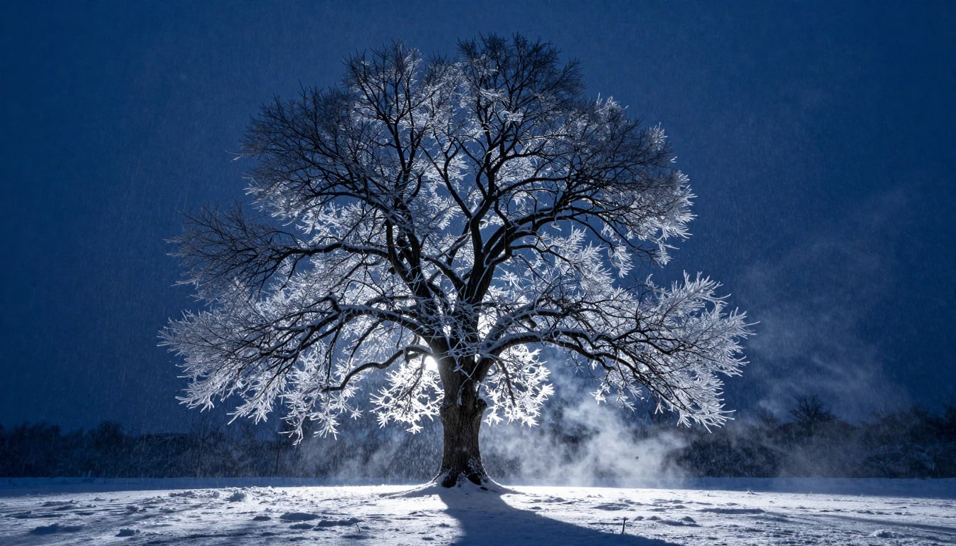 Harsh winter storm with heavy snow and icy winds signaling an extreme cold warning