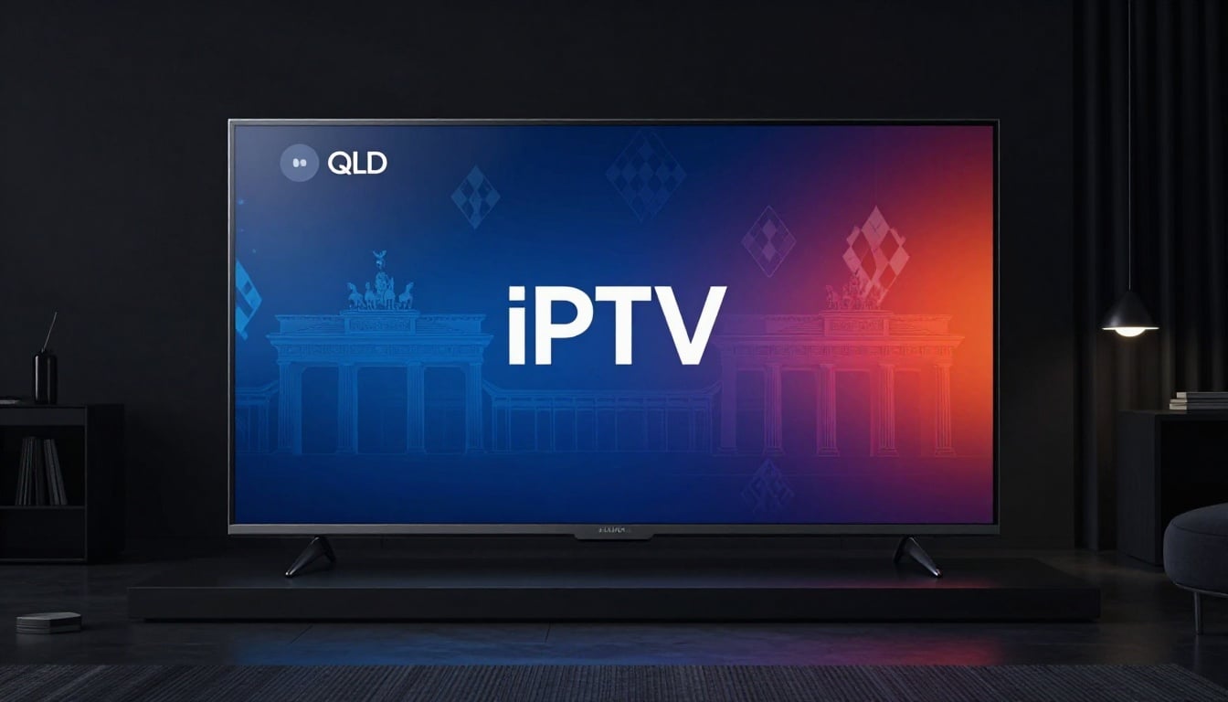 Samsung Smart TV streaming IPTV and VOD content in a modern German home setup
