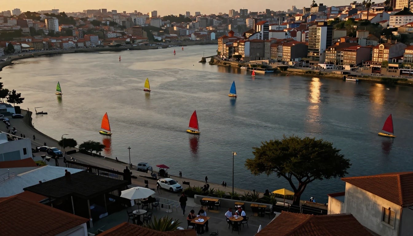 Vista panorâmica de Porto Alegre ao entrar no Guaíba