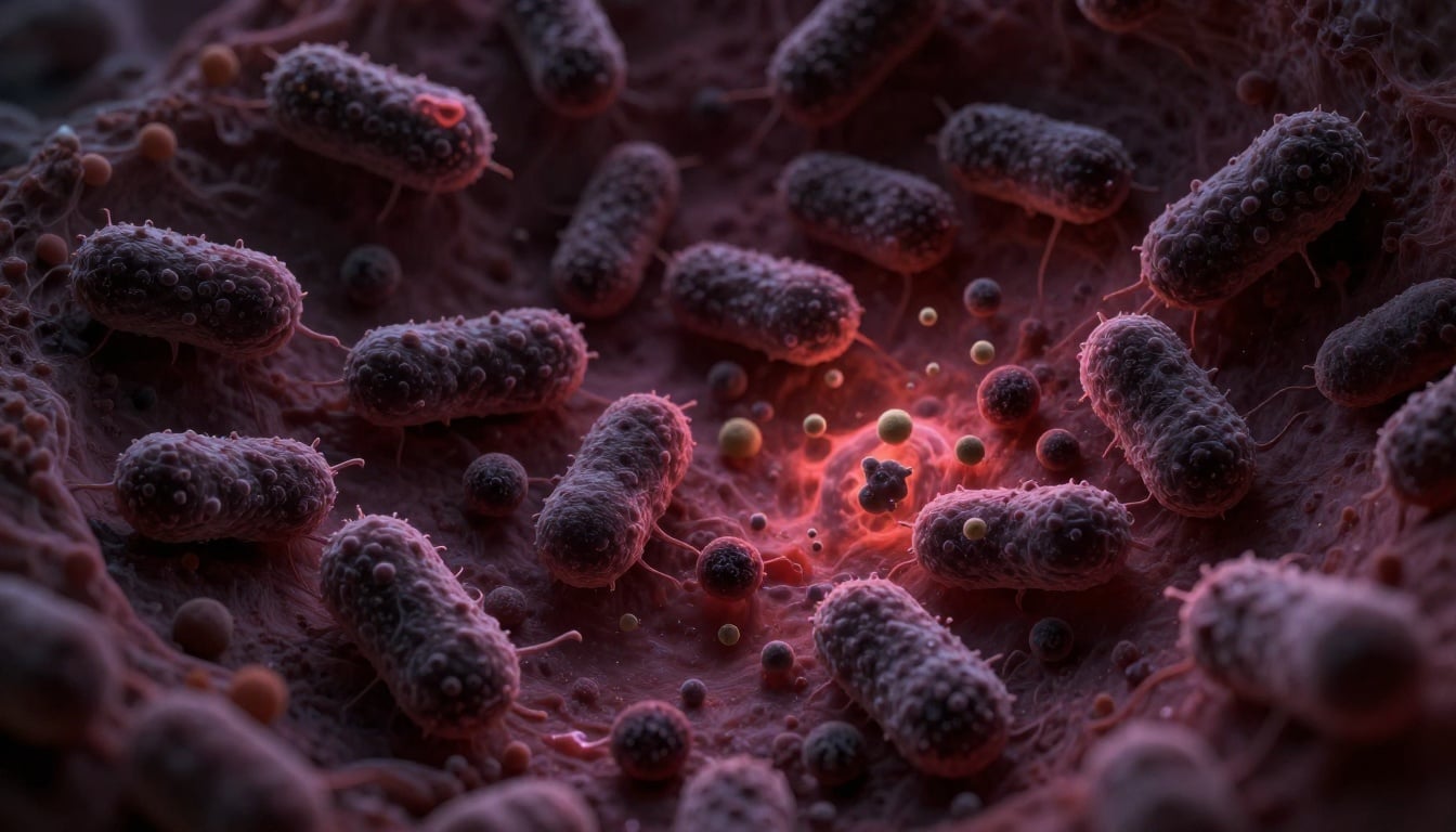 Visualizing the chaos of a bad micro gut biome versus a balanced, thriving ecosystem